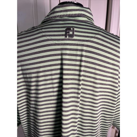 Foot joy green and gray striped men’s short sleeve XL Golf polo HGCC Logo - Picture 3 of 5